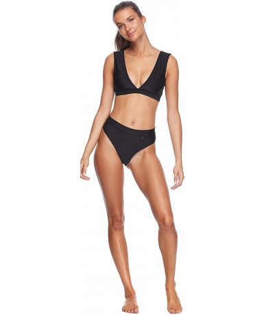 Bottoms Women's Smoothies Marlee High Waist Solid Bikini Bottom Swimsuit - Smoothie Black - C518Z05YI23 $77.94