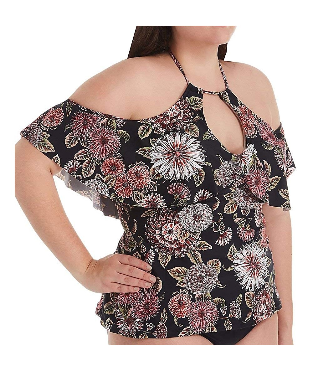 Tankinis Plus Size Wild Romance Shea Tankini Top - Black Ash - C519542Y2NH $77.87