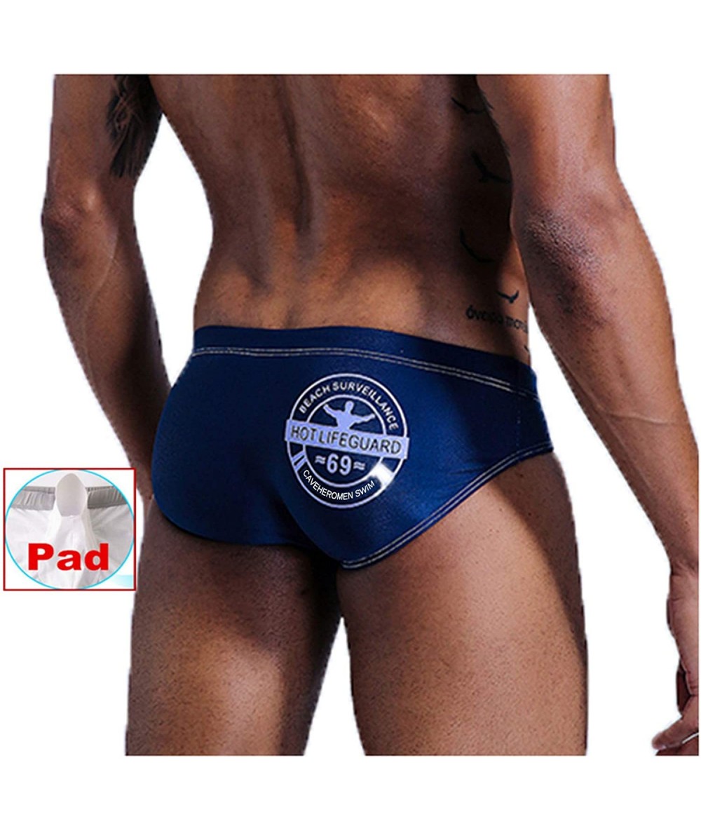 Briefs Nylon Men's Swimwear Beach Shorts Boxer Swim Trunks Swimsuit Briefs Pants - Dark Blue - CY18SXCZH3K $18.66