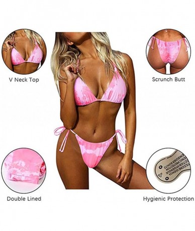 Sets Women's Sexy Bikini Fashion Leopard Tie Dye Print Halter Bandage Split 2 Piece Set Swimsuit Summer Beach Swimwear Pink -...