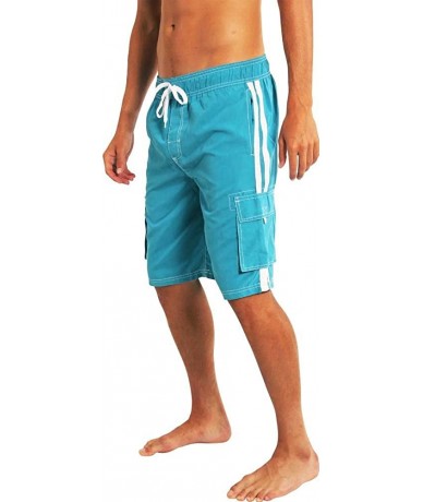 Trunks Mens Big Extended Size Swim Trunks - Mens Plus King Size Swimsuit Thru 5X - Aqua - C41865S9A8Q $31.61