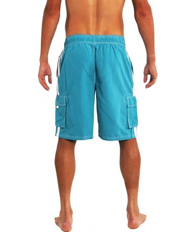 Trunks Mens Big Extended Size Swim Trunks - Mens Plus King Size Swimsuit Thru 5X - Aqua - C41865S9A8Q $31.61