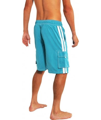 Trunks Mens Big Extended Size Swim Trunks - Mens Plus King Size Swimsuit Thru 5X - Aqua - C41865S9A8Q $31.61