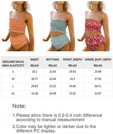 Tankinis Womens 2 Pieces Bandeau Bikini Set Ruched Swimsuits Off Shoulder High Waist Bathing Suit - Multi Color - CC1903ILYW7...