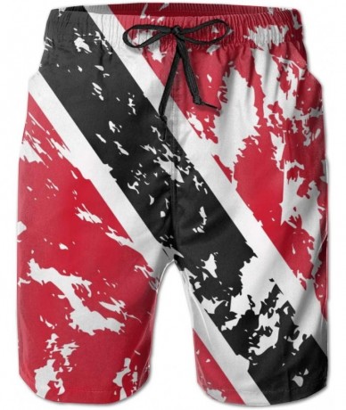 Board Shorts Men Beach Board Shorts Surfing Swimwear Swim Trunks (Trinidad and Tobago Flag) - Trinidad and Tobago Flag - CO18...