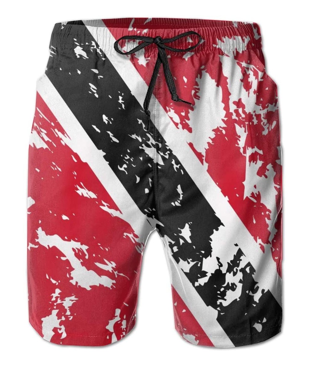 Board Shorts Men Beach Board Shorts Surfing Swimwear Swim Trunks (Trinidad and Tobago Flag) - Trinidad and Tobago Flag - CO18...