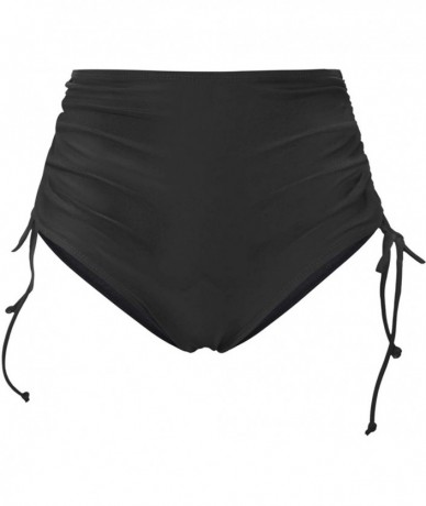 Bottoms Women High Waisted Bikini Bottoms Ruched Swim Brief Short Tankinis - Black-side Tie - C2193G7K2EK $26.27