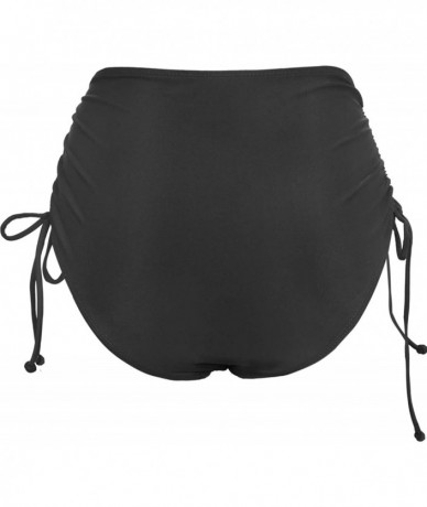 Bottoms Women High Waisted Bikini Bottoms Ruched Swim Brief Short Tankinis - Black-side Tie - C2193G7K2EK $26.27