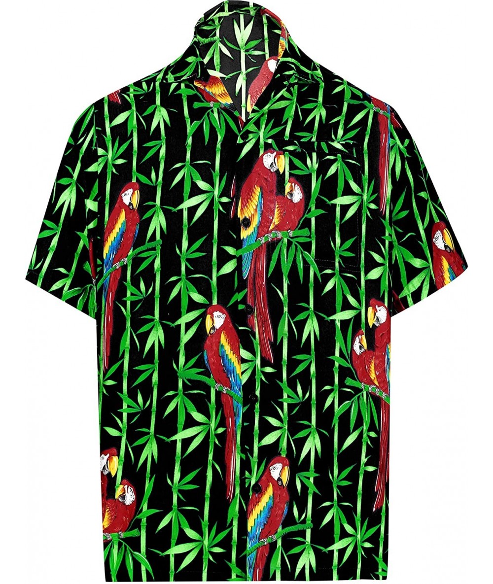 Cover-Ups Men's Tropical Fashion Short Sleeve Hawaiian Shirt - Halloween Black_w416 - CC182KOHSCS $23.30