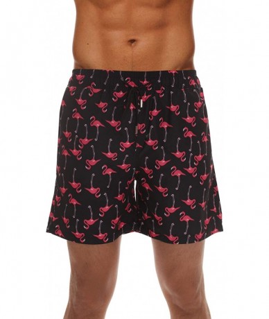 Trunks Men's Swimming Trunks Shorts with Pockets Quick Dry Bathing Suit - Black - Flamingo - CH18Z9UT249 $22.08