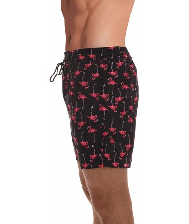 Trunks Men's Swimming Trunks Shorts with Pockets Quick Dry Bathing Suit - Black - Flamingo - CH18Z9UT249 $22.08