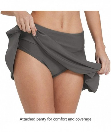 Tankinis Women's Swim Skirt High Waisted Flounce Swimming Skort Bikini Bottom Tankini Swimsuit - Grey - C31898L7T0H $36.02