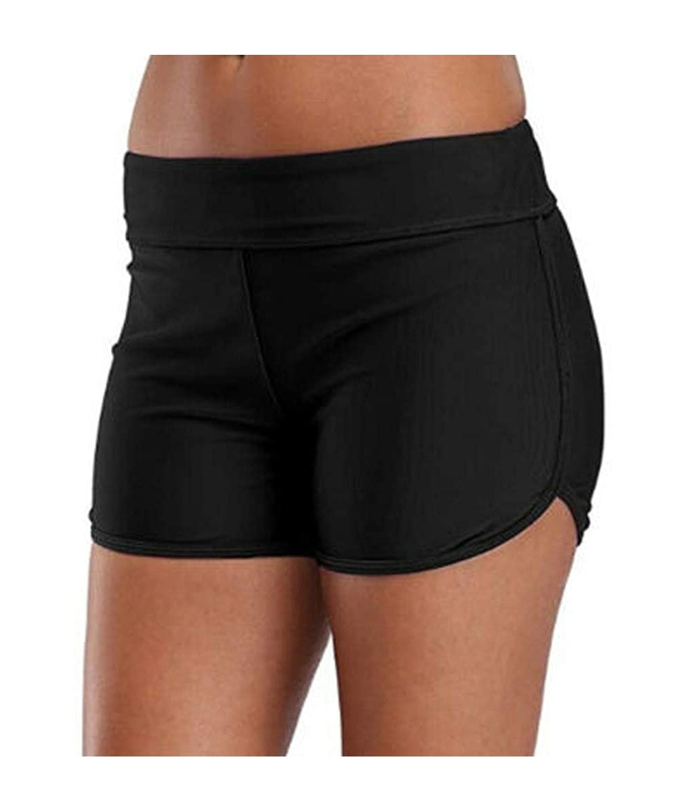 Tops High Waisted Bikini Bottoms Women Black Blue Swim Bikini Bottom Tankini Shorts Swimwear Beach - Black - CD1970Q7ZRU $20.19