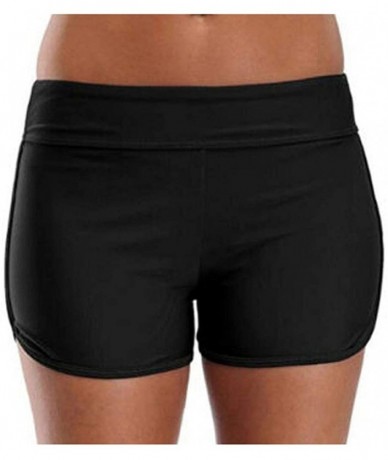 Tops High Waisted Bikini Bottoms Women Black Blue Swim Bikini Bottom Tankini Shorts Swimwear Beach - Black - CD1970Q7ZRU $20.19