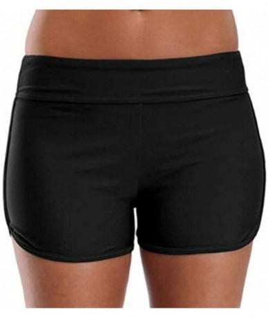 Tops High Waisted Bikini Bottoms Women Black Blue Swim Bikini Bottom Tankini Shorts Swimwear Beach - Black - CD1970Q7ZRU $20.19