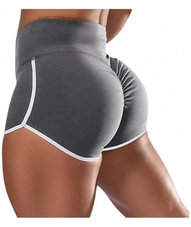 Cover-Ups Yoga Shorts for Women High Waist Tummy Control Ruched Athletic Yoga Shorts Butt Lifting Workout Running Short Grey ...