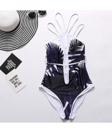 One-Pieces Bikini Swimsuit- Retro Women Bandage One Piece Bikini African Print Monokini Push Up Padded Bra Swimwear - Purple ...