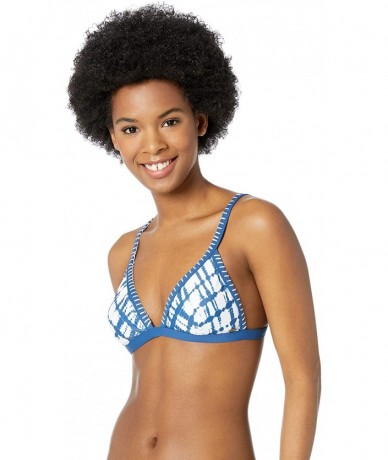 Tops Women's Ocean Mist Fixed Tri Bikini Top - Blue - C018EYM6YRL $72.41