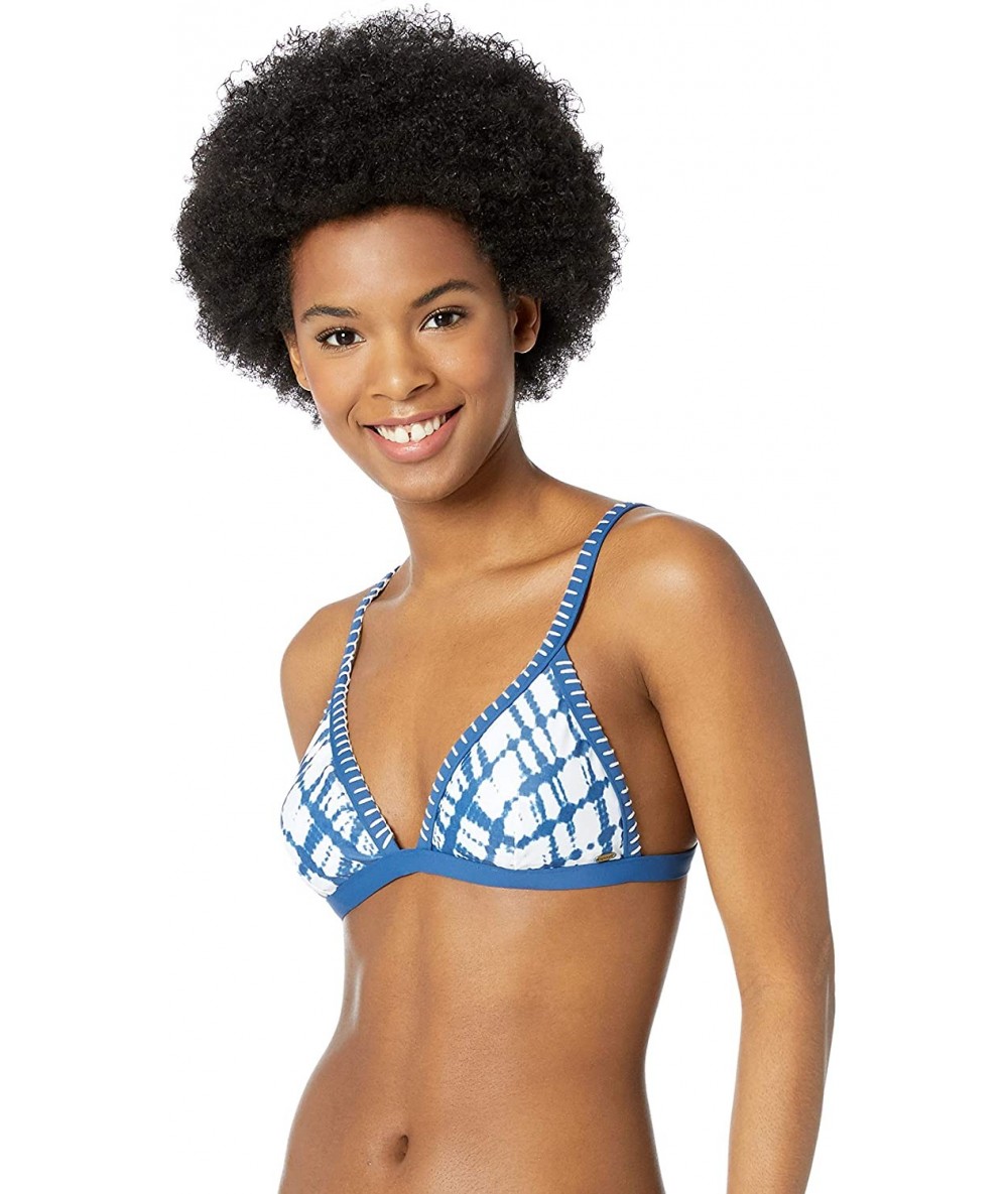 Tops Women's Ocean Mist Fixed Tri Bikini Top - Blue - C018EYM6YRL $72.41