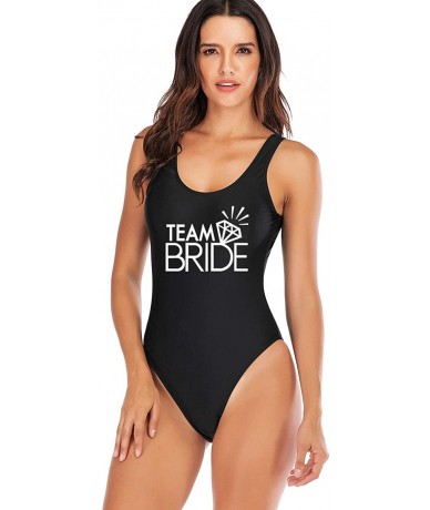 One-Pieces Bride to Be Squad Women One Piece Swimsuits Letter Print Swimwear High Cut Monokini Bridesmaid Team Bathing Suits ...