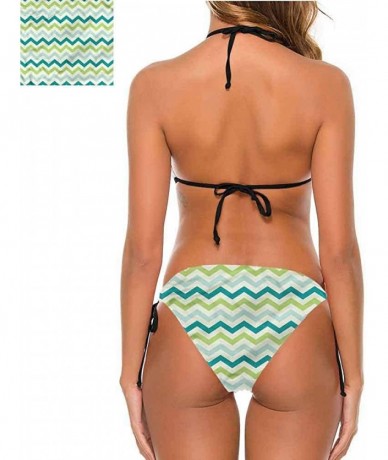 Bottoms Tie Bikini Swimsuit Set Chevron- Nostalgic Complex Zig Zag Cute Confy and Sexy - Multi 10-two-piece Swimsuit - CV19E7...