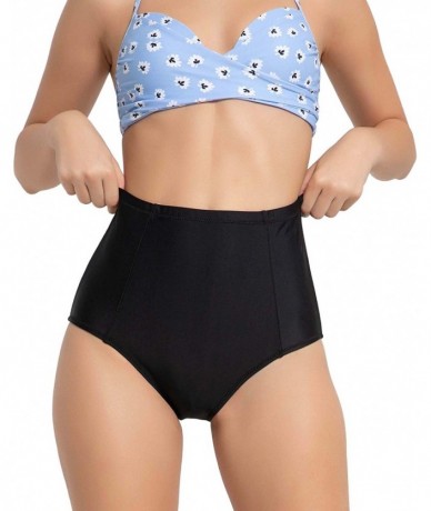 Tankinis Women's Retro Highwaist Swimsuit Bottom - Black - CR18R5HE4N0 $28.13