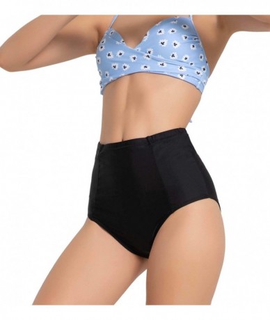 Tankinis Women's Retro Highwaist Swimsuit Bottom - Black - CR18R5HE4N0 $28.13