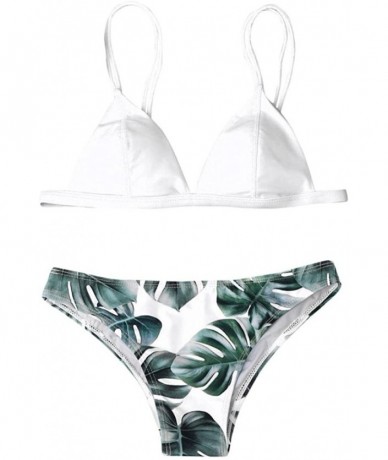 Sets Bikini Set 2018 Hot! Women Sexy Padded Push-up Leaf Print 2pcs Swimsuit Triangle Bathing Suits - White - CM18E6U7HXL $26.08