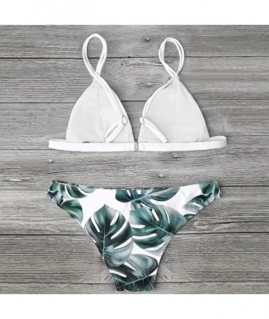 Sets Bikini Set 2018 Hot! Women Sexy Padded Push-up Leaf Print 2pcs Swimsuit Triangle Bathing Suits - White - CM18E6U7HXL $26.08