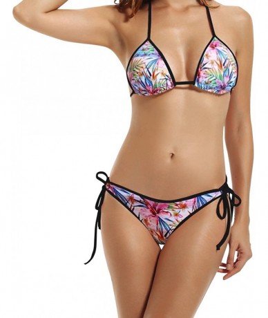 Racing Single Flower Gerbera Bloom Padded Top Bottom Bikini Swiming Suit Two Piece Suits - Black - CT189X25IR3 $44.11