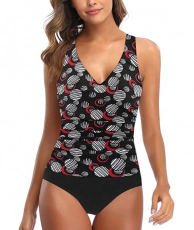 Racing Women Plus Size Swimsuit Print Padded Tankini Swim Jupmsuit Beachwear Swimwear - Red - CT194REA70O $30.13