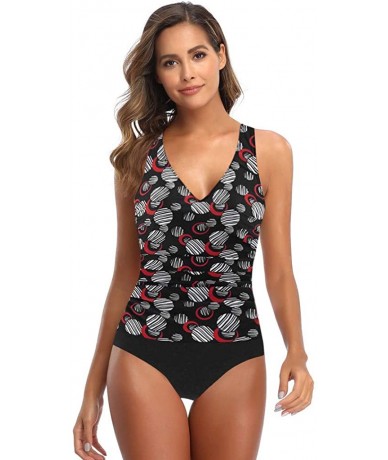 Racing Women Plus Size Swimsuit Print Padded Tankini Swim Jupmsuit Beachwear Swimwear - Red - CT194REA70O $30.13