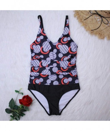 Racing Women Plus Size Swimsuit Print Padded Tankini Swim Jupmsuit Beachwear Swimwear - Red - CT194REA70O $30.13