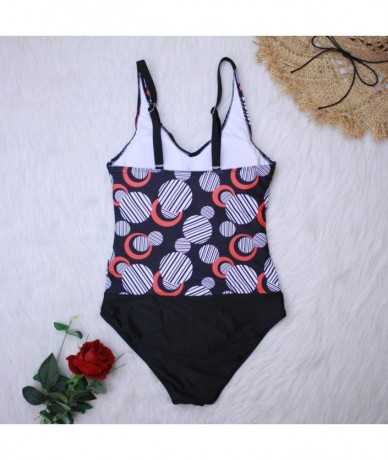 Racing Women Plus Size Swimsuit Print Padded Tankini Swim Jupmsuit Beachwear Swimwear - Red - CT194REA70O $30.13