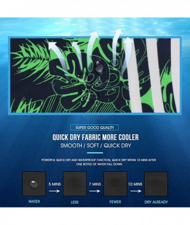 Board Shorts Mens Printed Swim Trunks Beach Shorts with Drawstring - Green Stripes - CN18YZSHT4W $32.10