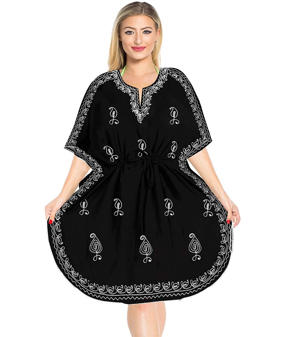 Cover-Ups Coverup Beach Bikini wear Swimsuit Kimono Summer Dress Women Embroidery - Halloween Black_h480 - CE119WDTGS5 $41.31