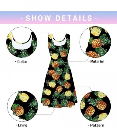 Cover-Ups Women's Sleeveless Scoop Neck Summer Beach Casual Midi A Line Dress - Pineapple 2 - C618QRE78XD $35.43