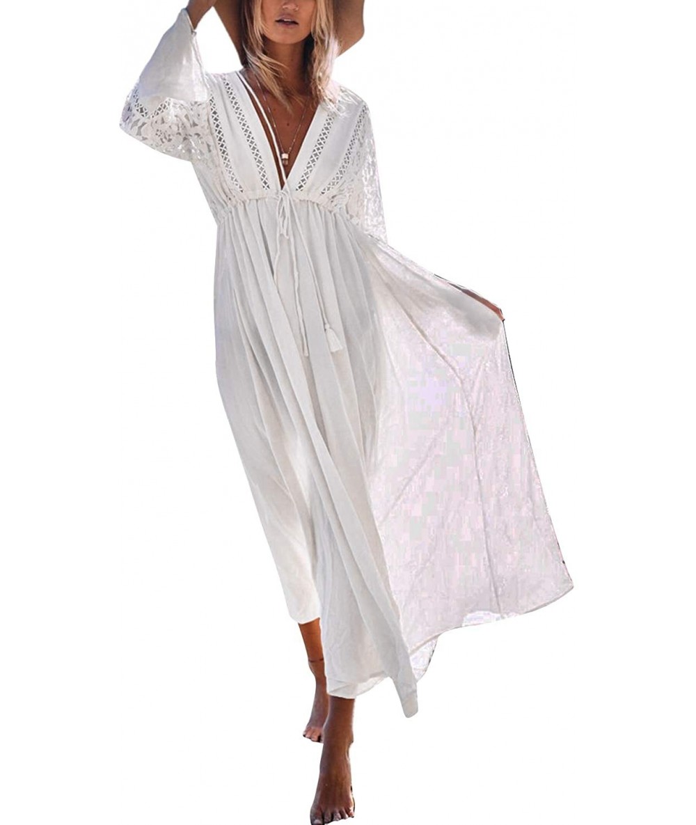 Cover-Ups Women Bathing Suit Cover Up Swimsuits Coverups Kaftan Beach Dresses - 04-white - CB195A3DR9R $39.68