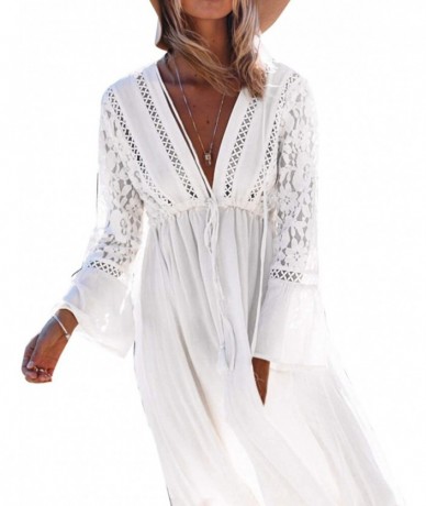 Cover-Ups Women Bathing Suit Cover Up Swimsuits Coverups Kaftan Beach Dresses - 04-white - CB195A3DR9R $39.68