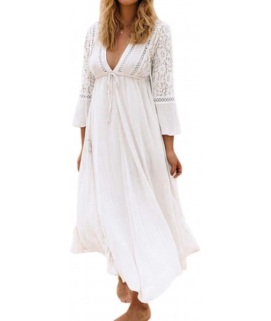 Cover-Ups Women Bathing Suit Cover Up Swimsuits Coverups Kaftan Beach Dresses - 04-white - CB195A3DR9R $39.68