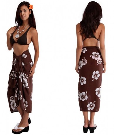 Cover-Ups Womens Hanalei Floral Swimsuit Cover-Up Sarongs - Brown/White Whtflr-booklet - CZ18U03T03I $45.01