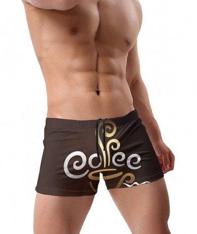 Racing Coffee Cup Welcome Men's Swim Trunks Quick Dry Swimwear Stretch Surf Swimming Shorts - Black - CE19E7S2540 $45.79