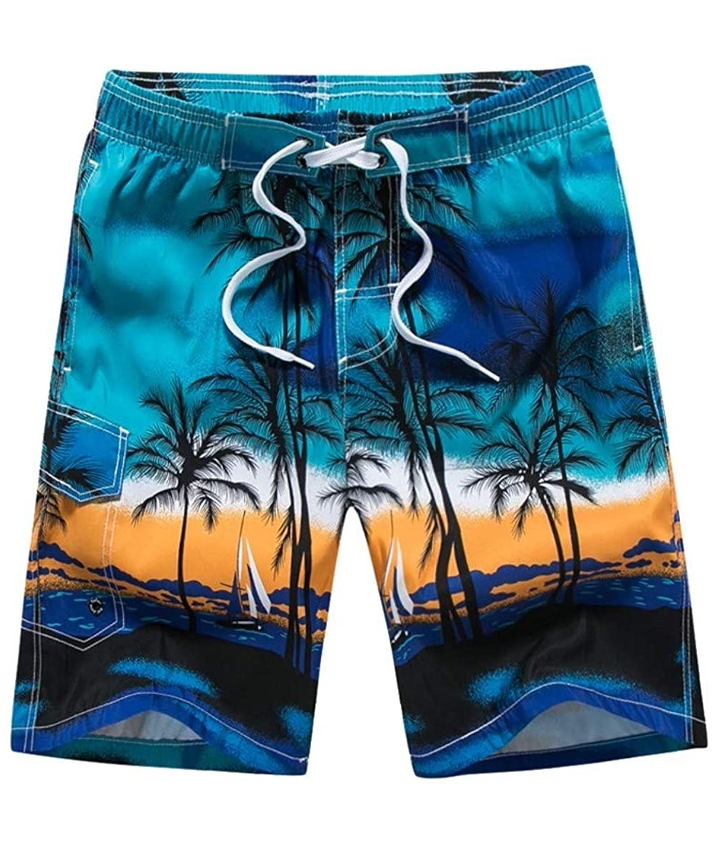 Board Shorts Men's Swim Drawstring Trunks Quick Dry Beach Surfing Running Swimming Shorts - A Blue - CA18NKHZA3E $47.99