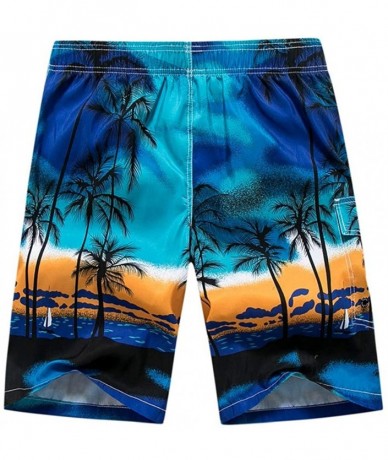 Board Shorts Men's Swim Drawstring Trunks Quick Dry Beach Surfing Running Swimming Shorts - A Blue - CA18NKHZA3E $47.99