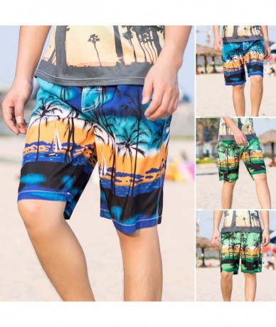 Board Shorts Men's Swim Drawstring Trunks Quick Dry Beach Surfing Running Swimming Shorts - A Blue - CA18NKHZA3E $47.99