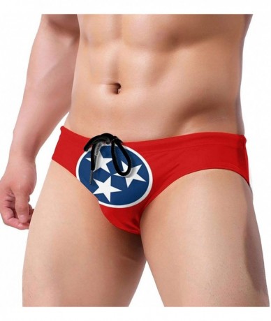 Briefs Mens Swim Bikini Briefs Flag of Tennessee State Swimwear Swimsuit Sexy Bathing Suit Briefs Swimwear - Black - CU199QII...