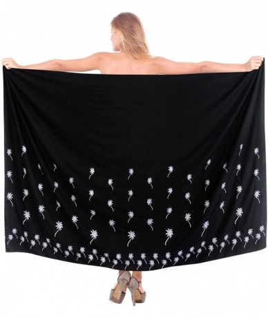 Cover-Ups Womens One Size Beach Cover Up Pareo Canga Swimsuit Sarong Embroidered - Halloween Black_i513 - CA12ME394L3 $31.37