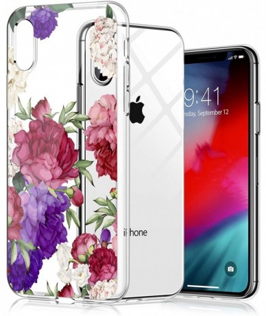 Sets Case Compatible iPhone X XS Gel Silicone Rubber Clear Soft Ultra-Slim Flower Geometric Panda Back Cover for iPhone Xs MA...