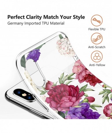 Sets Case Compatible iPhone X XS Gel Silicone Rubber Clear Soft Ultra-Slim Flower Geometric Panda Back Cover for iPhone Xs MA...