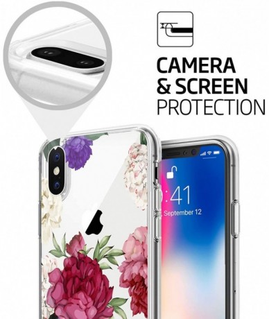 Sets Case Compatible iPhone X XS Gel Silicone Rubber Clear Soft Ultra-Slim Flower Geometric Panda Back Cover for iPhone Xs MA...